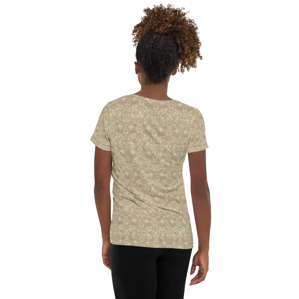 Parchment Paisley on Women's Athletic T-Shirt — Back