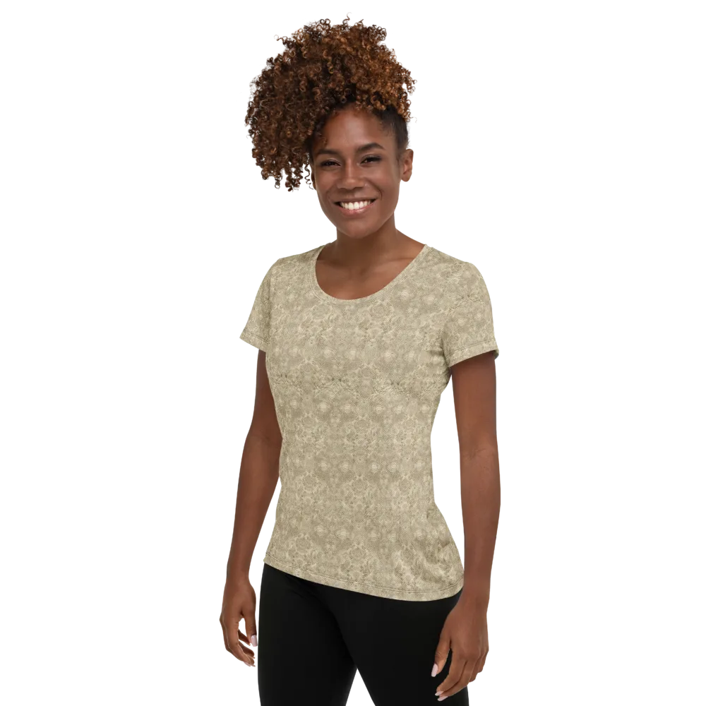 Parchment Paisley on Women's Athletic T-Shirt — Left