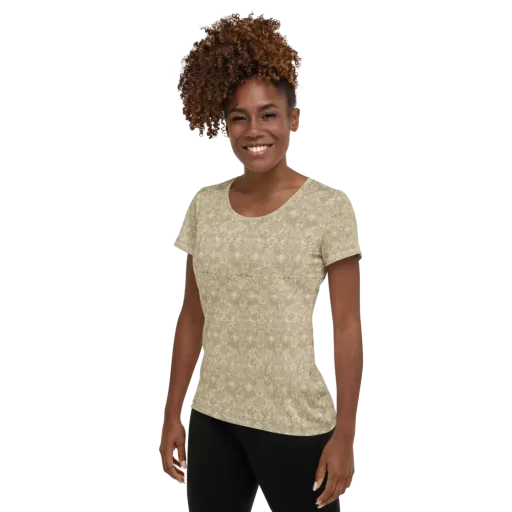 Parchment Paisley on a Women's Athletic T-Shirt