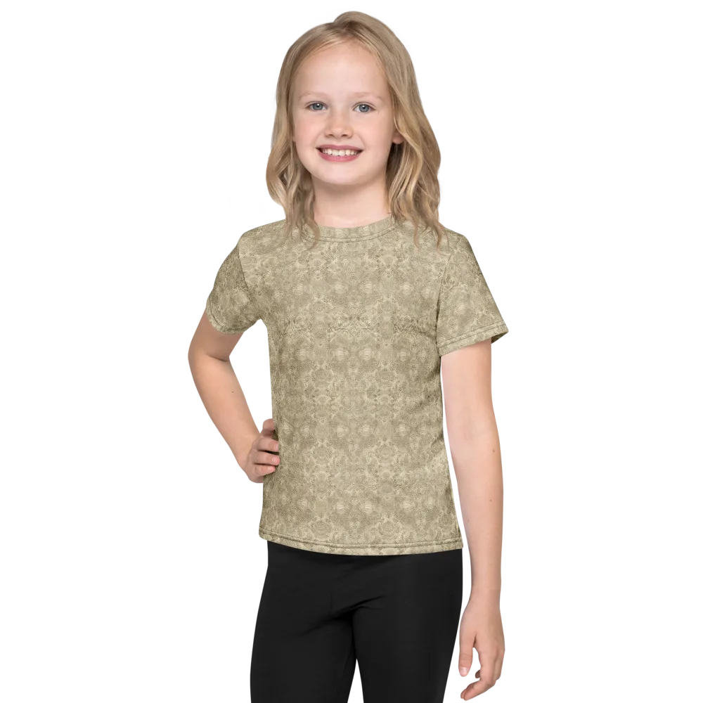 Parchment Paisley on Kids Crew Neck T-Shirt — Front