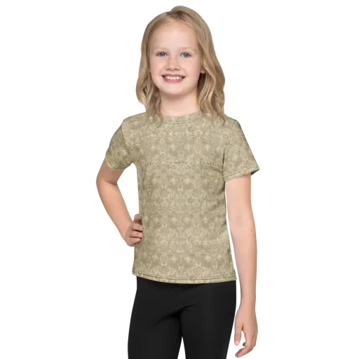 Parchment Paisley on a Kids Crew Neck T-Shirt