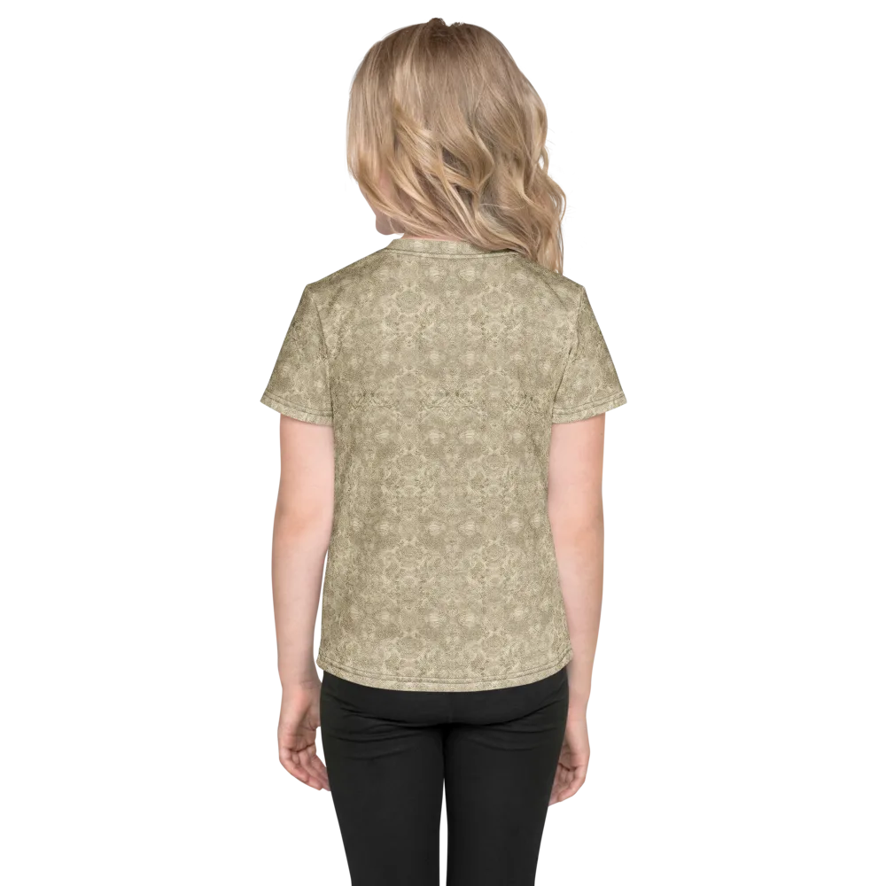 Parchment Paisley on Kids Crew Neck T-Shirt — Back