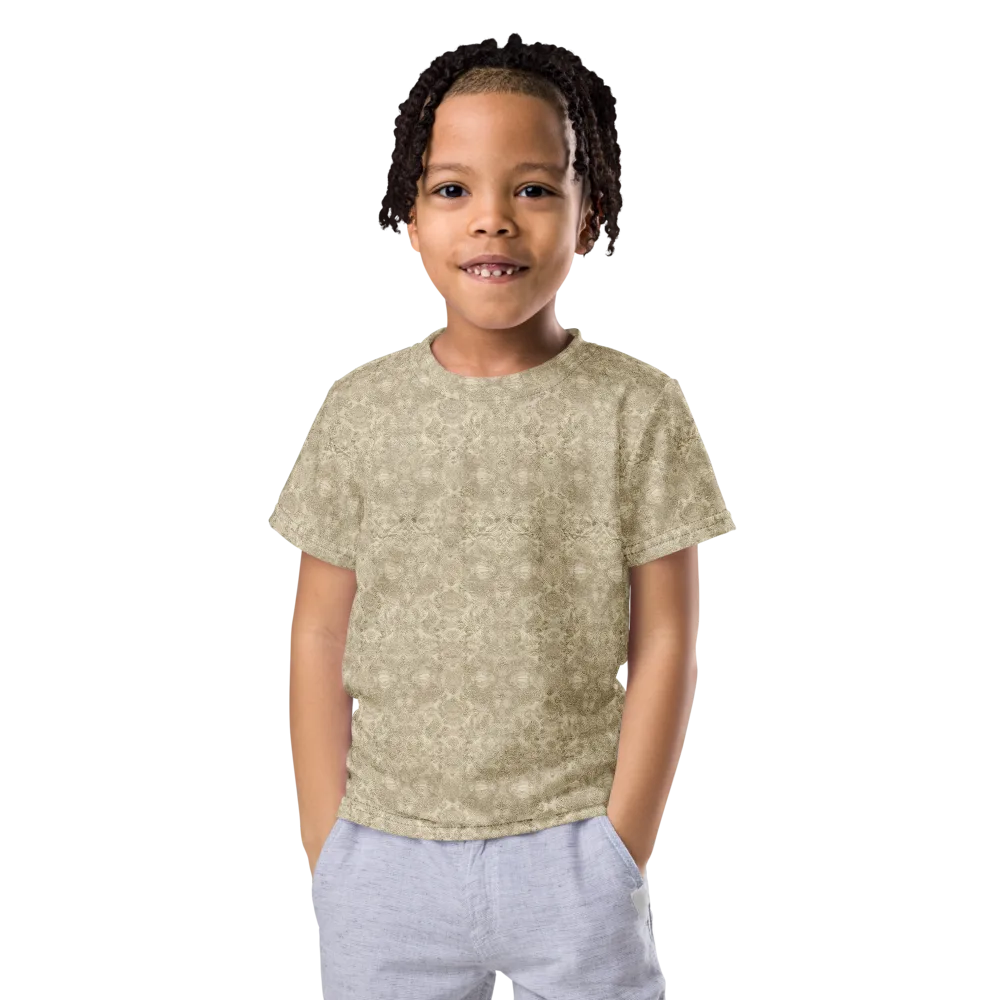 Parchment Paisley on Kids Crew Neck T-Shirt — Front