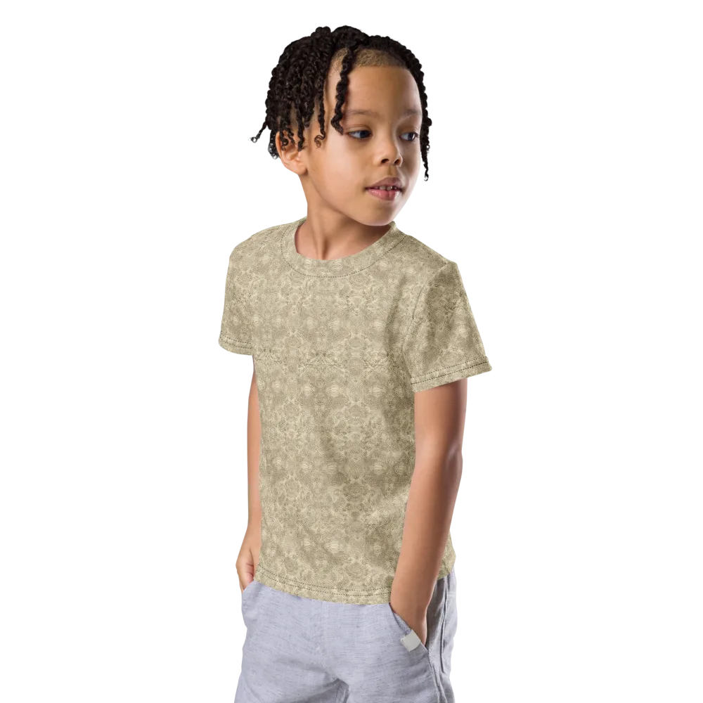 Parchment Paisley on Kids Crew Neck T-Shirt — Left Front