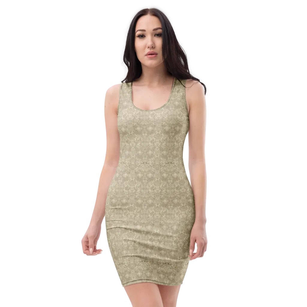 Parchment Paisley on Bodycon Dress — Front