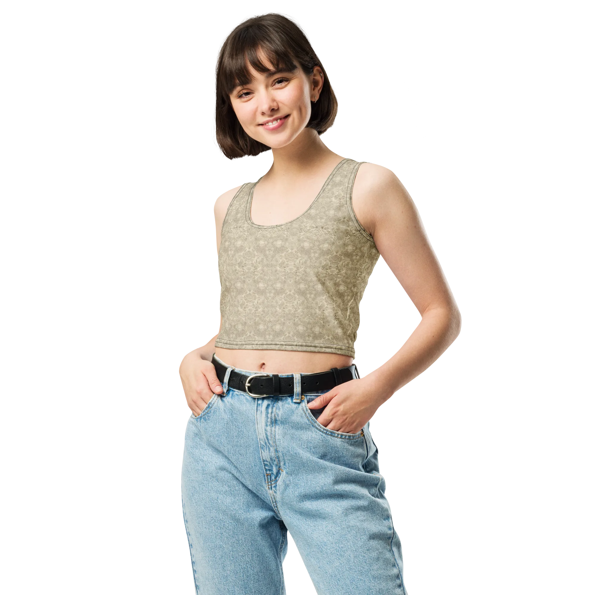 Parchment Paisley on Crop Top — Front