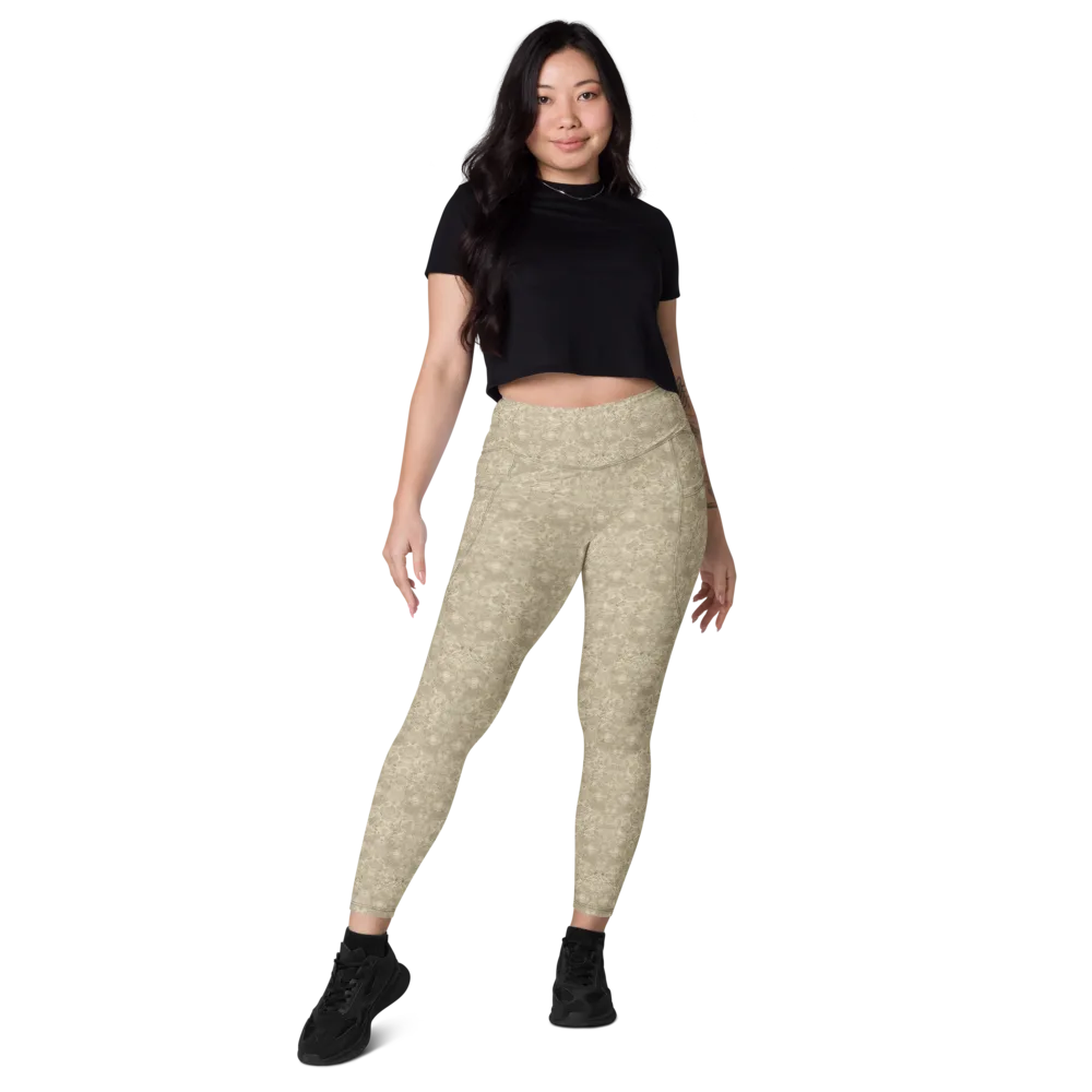 Parchment Paisley on Leggings with Pockets — Front