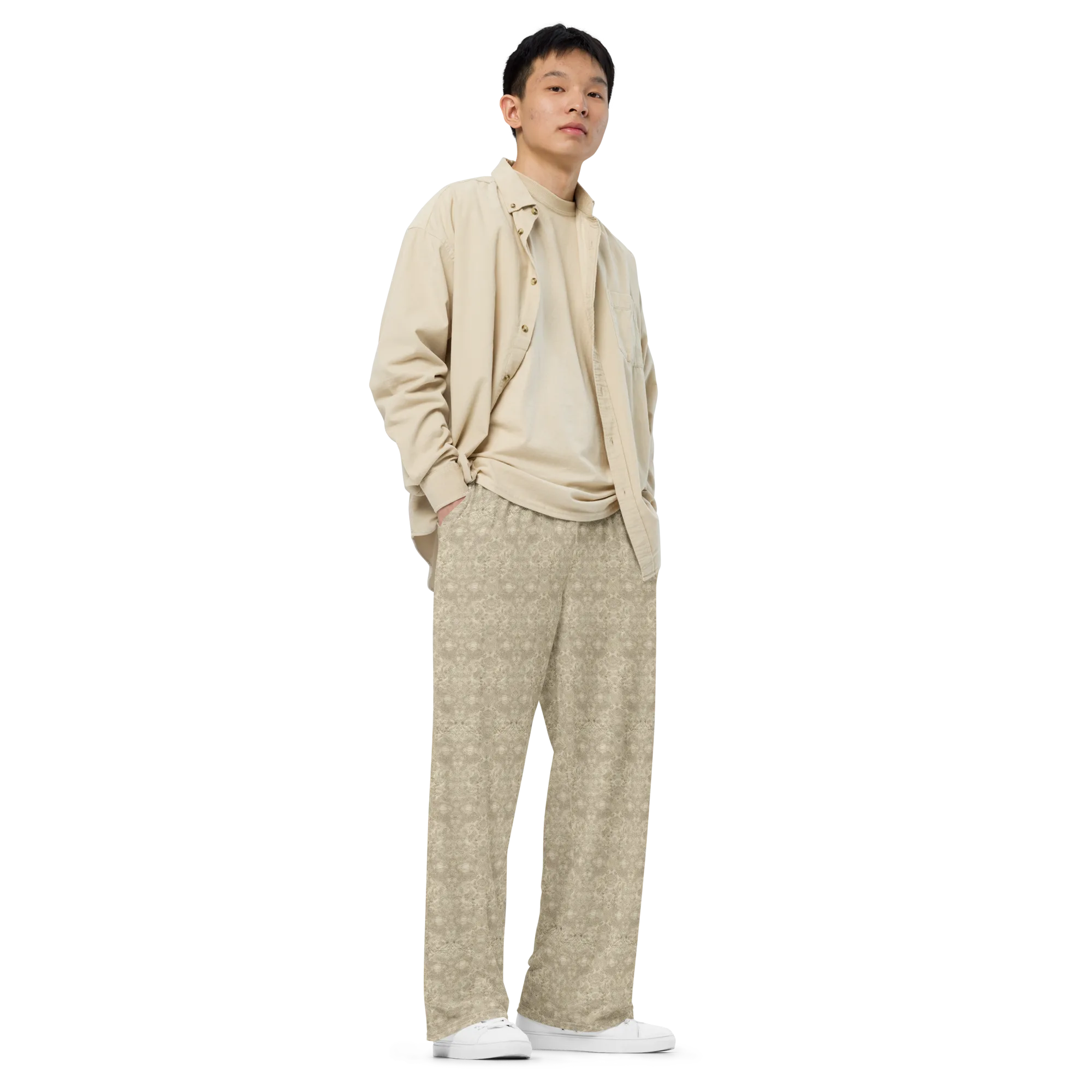 Parchment Paisley on Wide-Leg Pants — Right Front