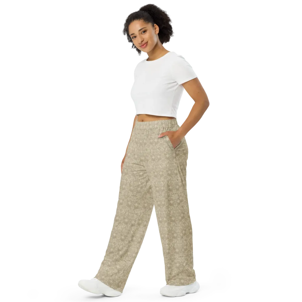 Parchment Paisley on Wide-Leg Pants — Left Front