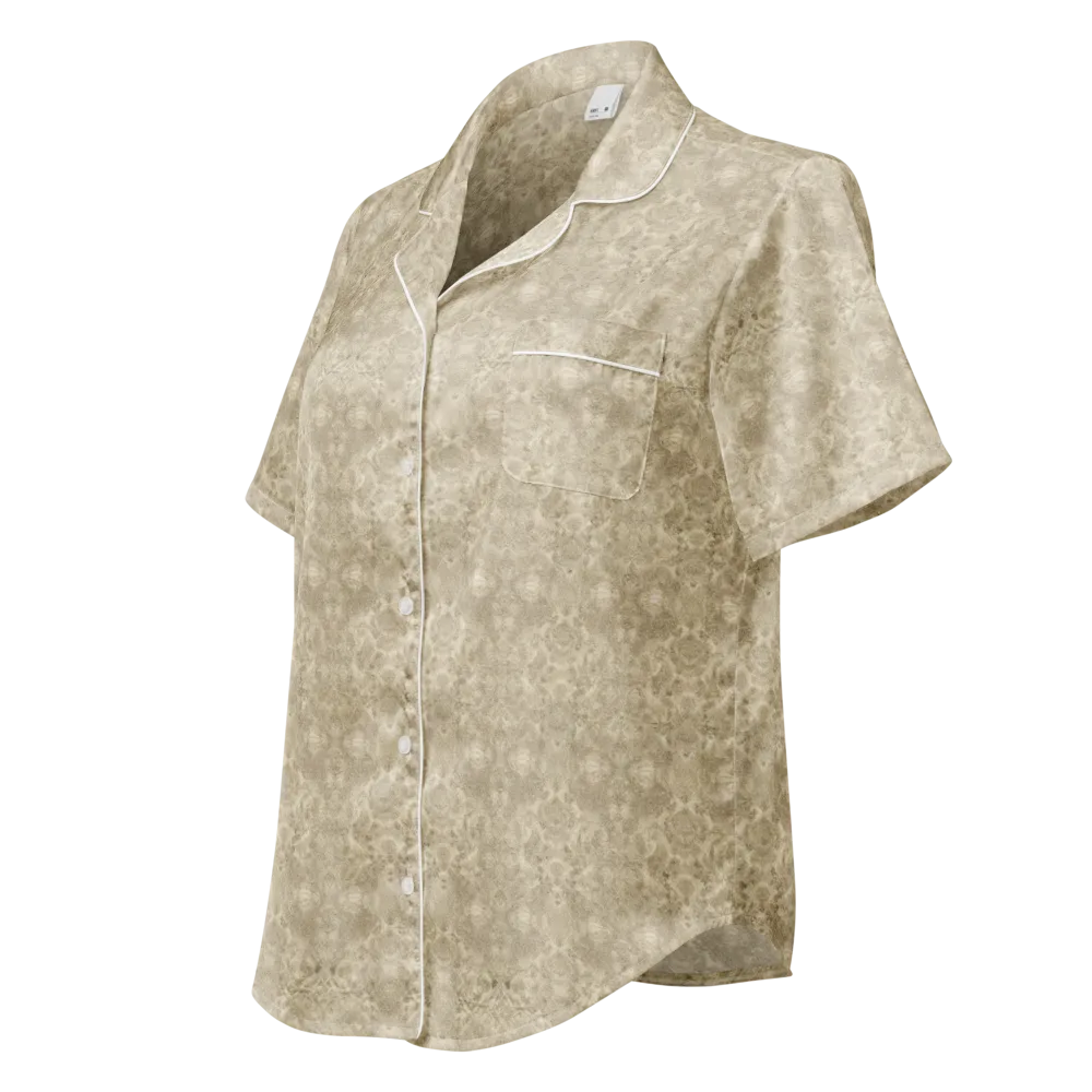 Parchment Paisley on Women's Short Sleeve Pajama Top — Left Front