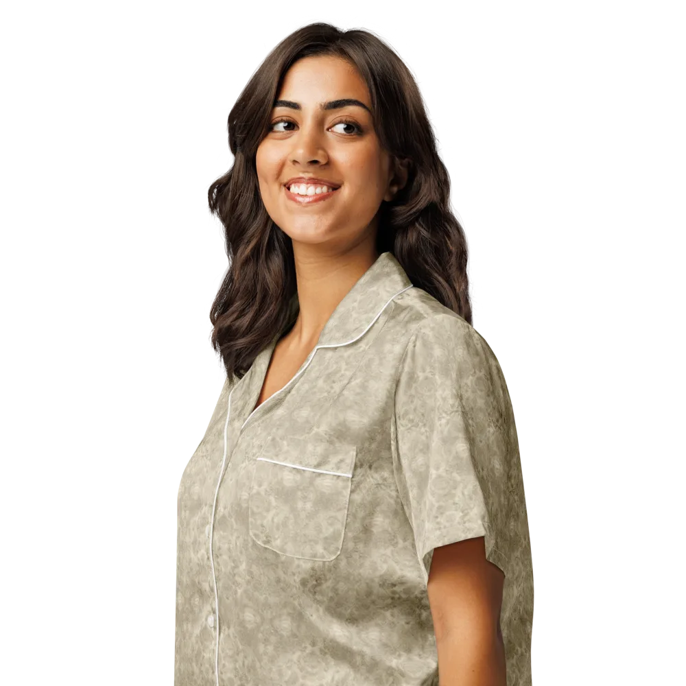 Parchment Paisley on Women's Short Sleeve Pajama Top — Left Front