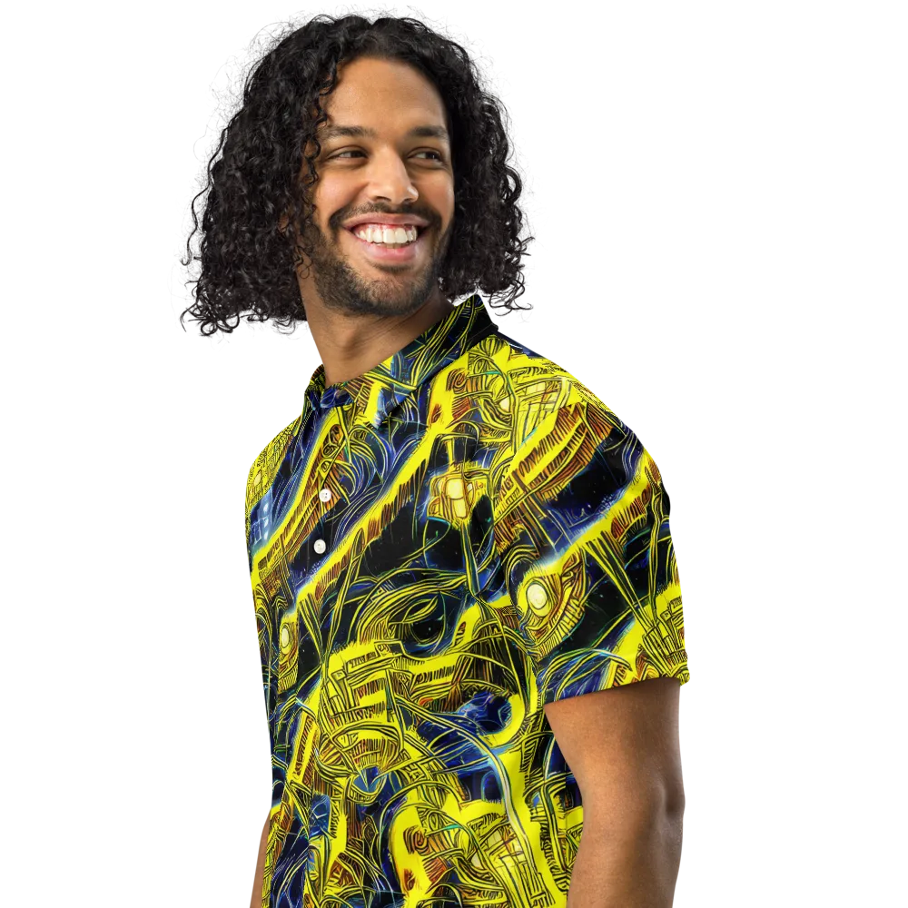 Solar Machine on Men's Slim Fit Polo Shirt — Left Front