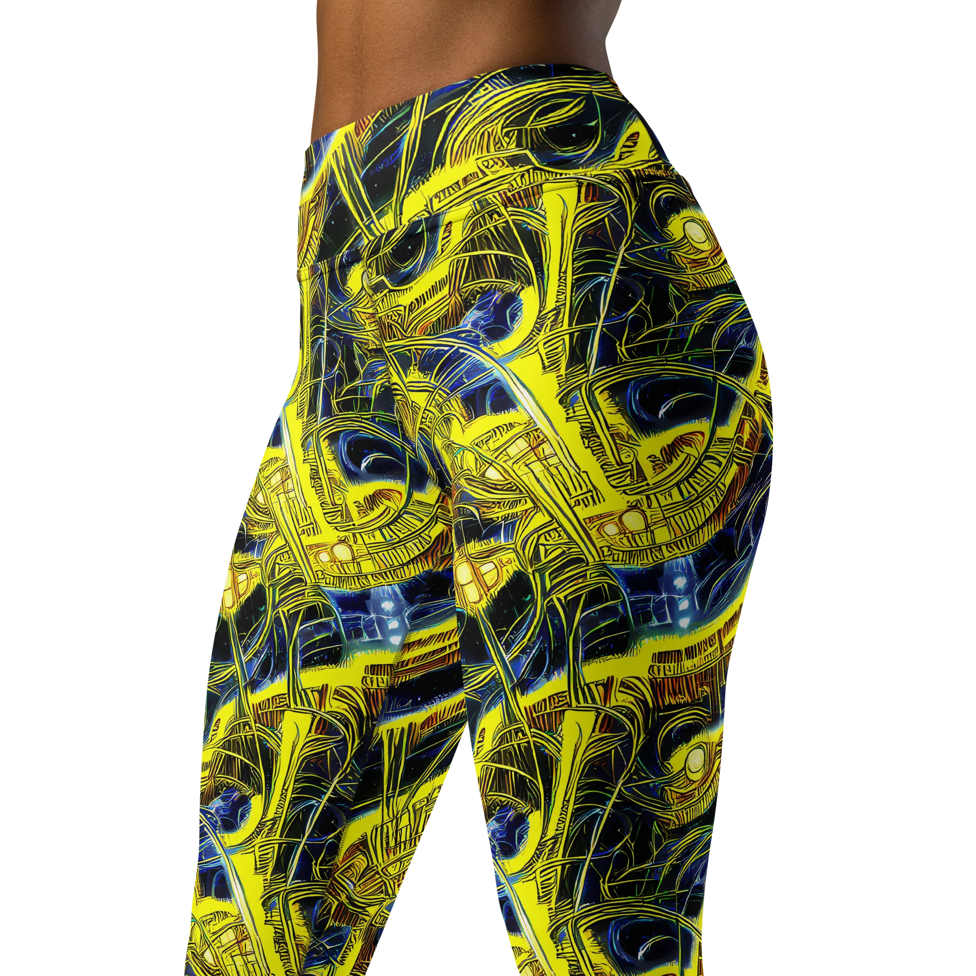 Solar Machine on Yoga Leggings — Left Front