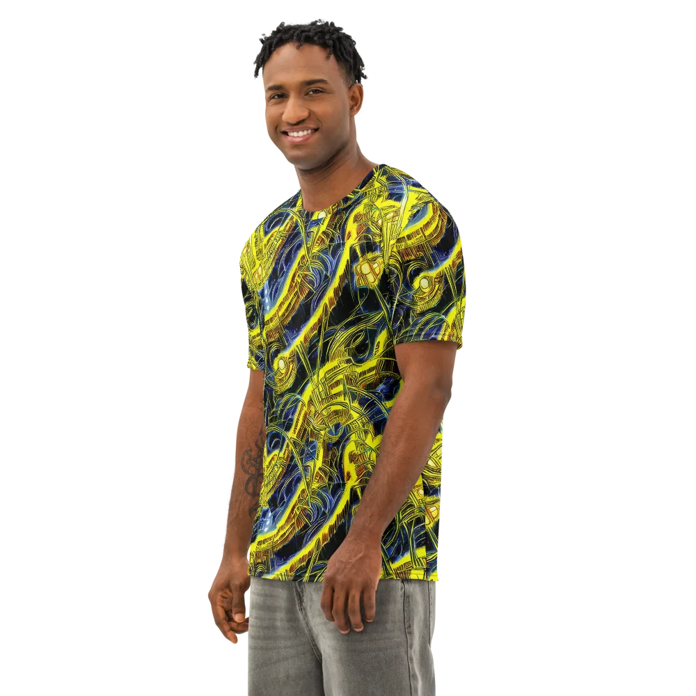 Solar Machine on Men's Cotton Crew Neck T-Shirt — Left Front