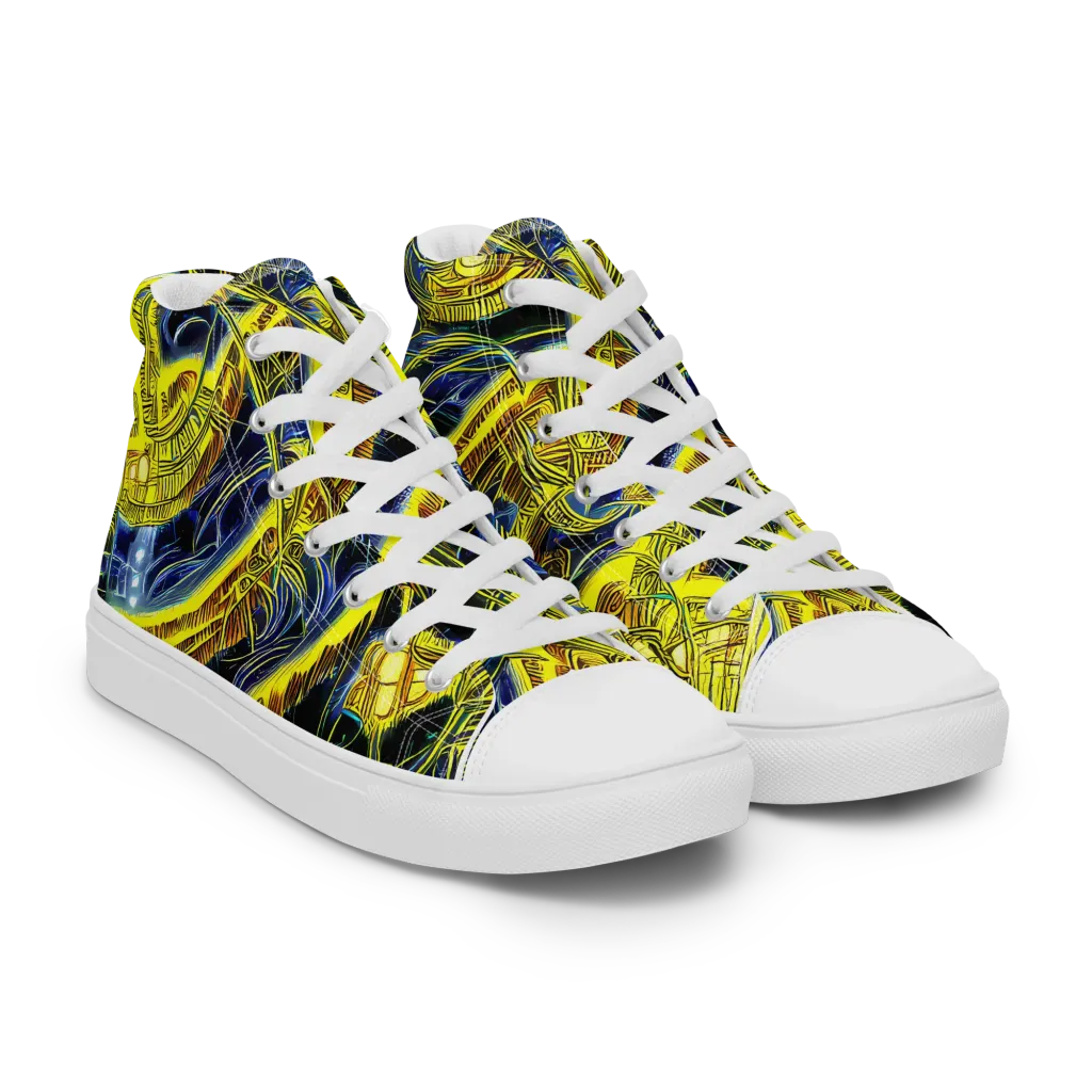 Solar Machine on Men's High Top Canvas Shoes — Right Front