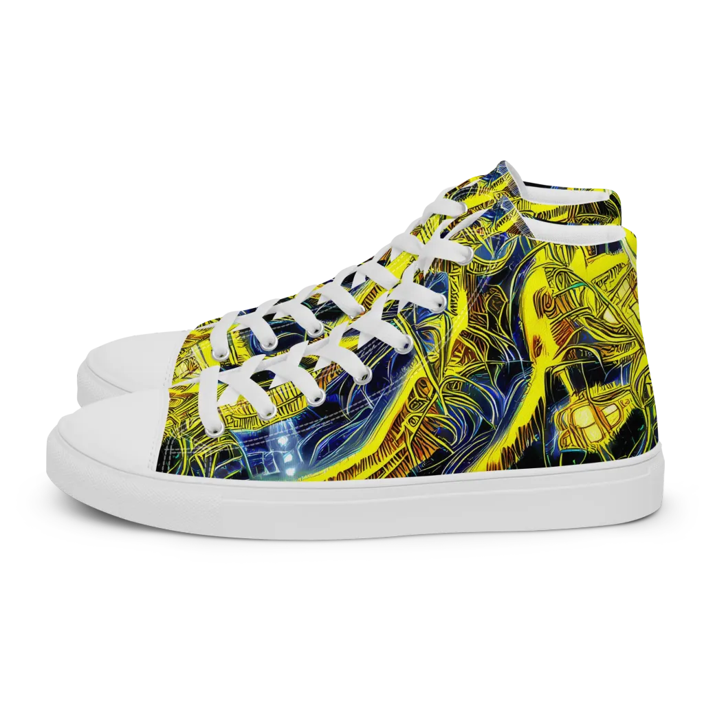 Solar Machine on Men's High Top Canvas Shoes — Left