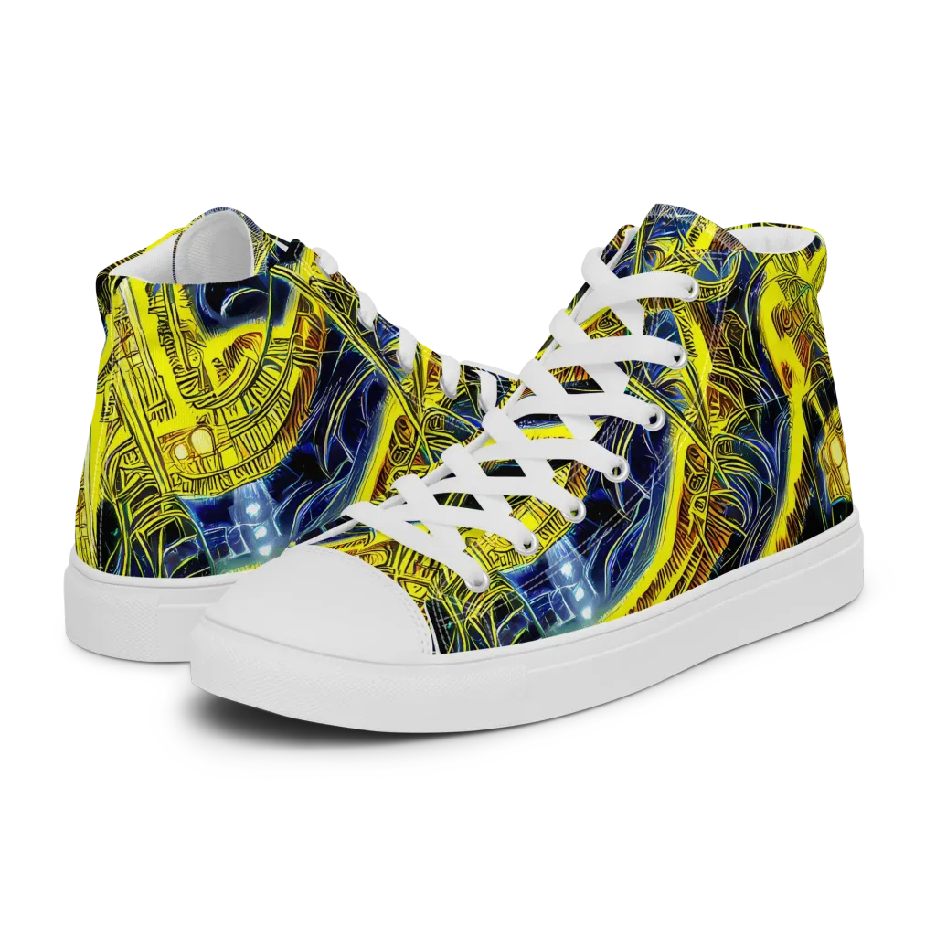 Solar Machine on Men's High Top Canvas Shoes — Left