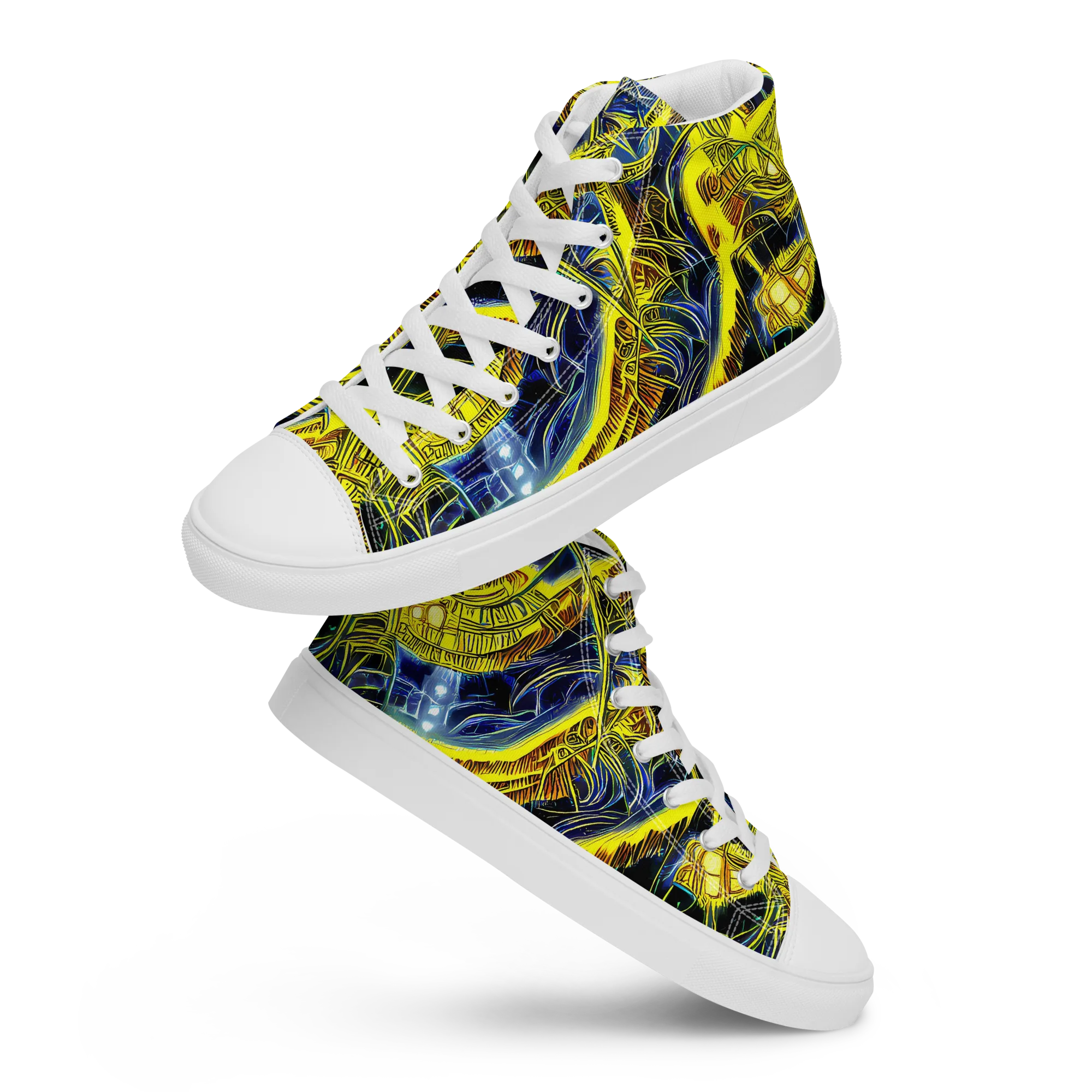 Solar Machine on Men's High Top Canvas Shoes — Front
