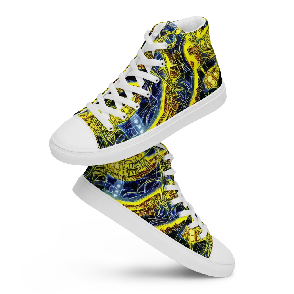 Solar Machine on Men's High Top Canvas Shoes — Front