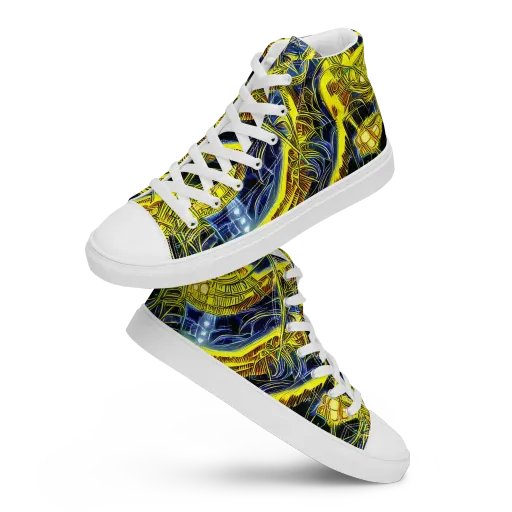 Solar Machine on a Men's High Top Canvas Shoes