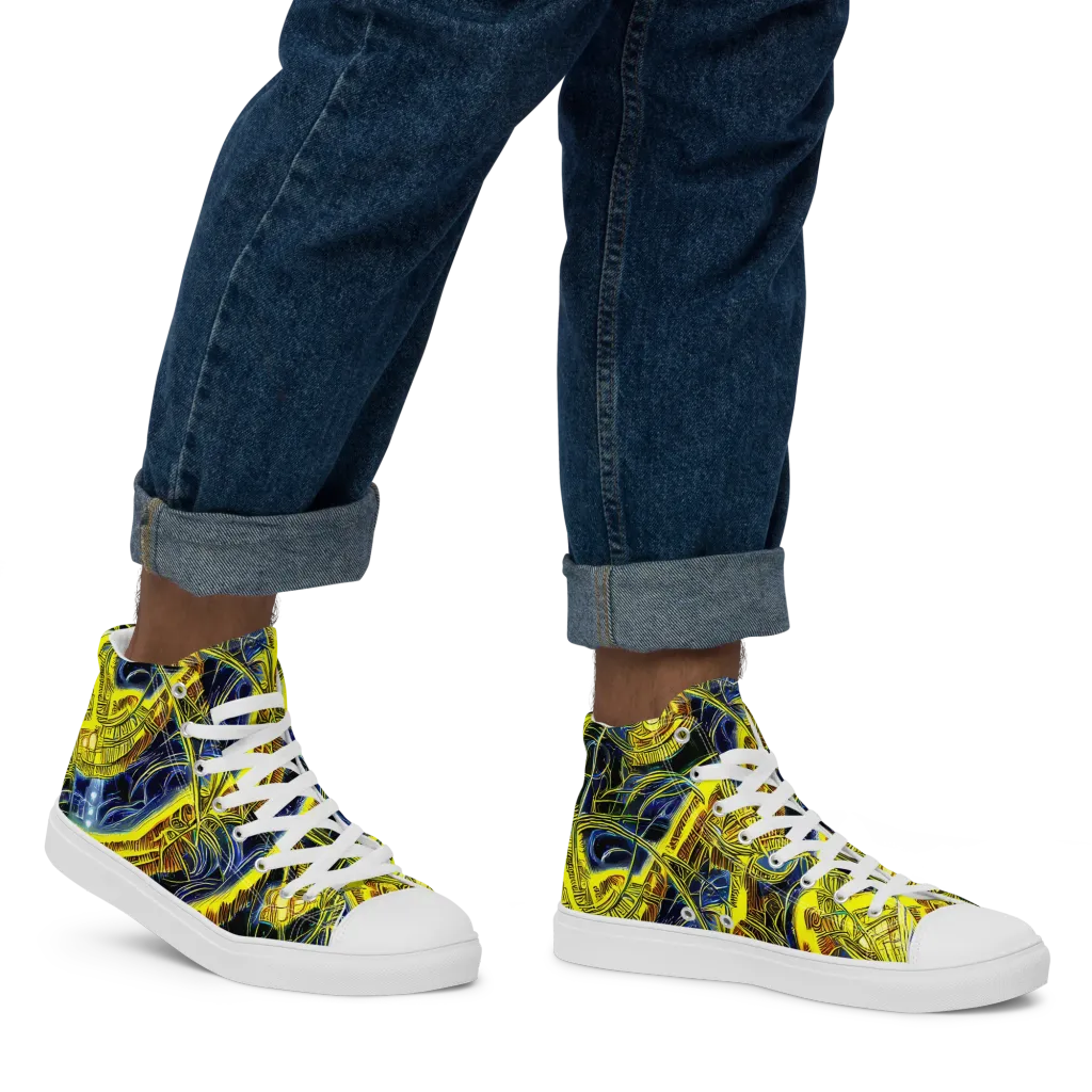 Solar Machine on Men's High Top Canvas Shoes — Right