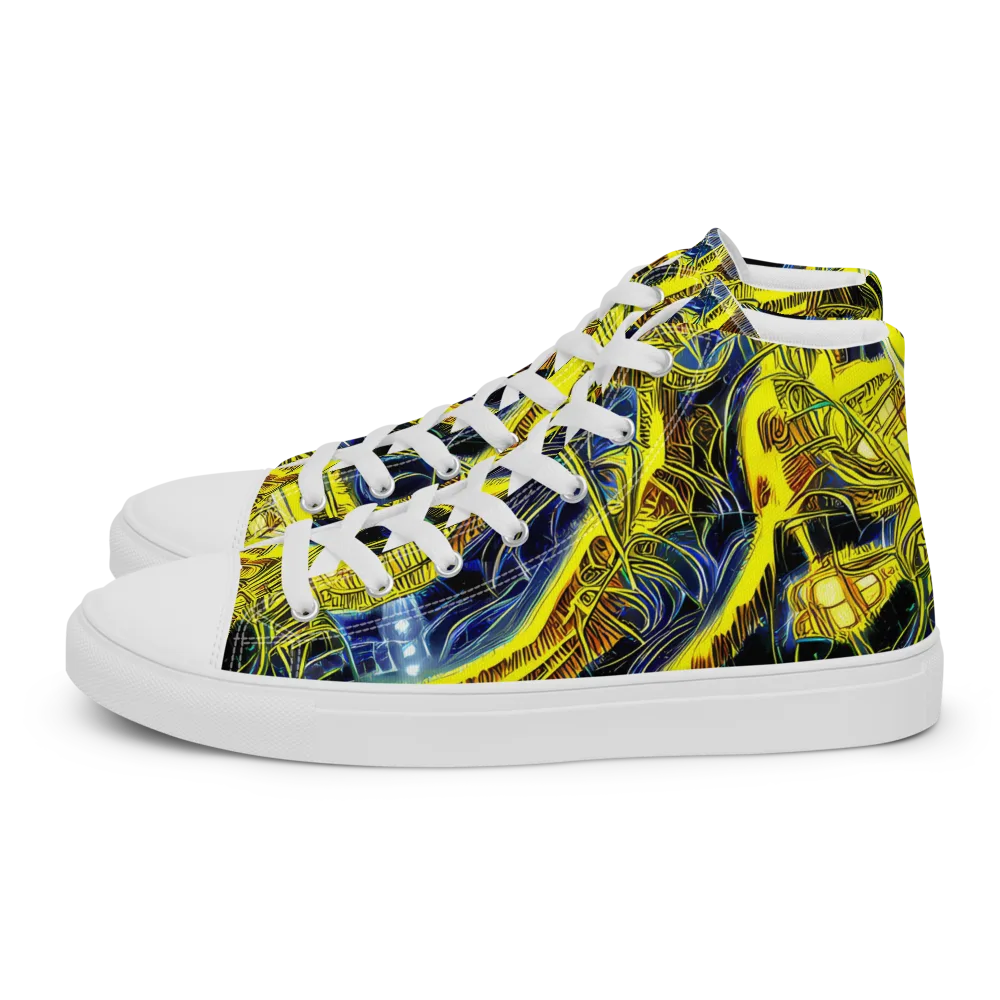 Solar Machine on Women's High Top Canvas Shoes — Left