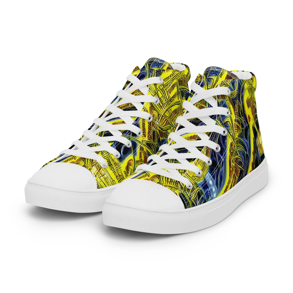 Solar Machine on Women's High Top Canvas Shoes — Left Front