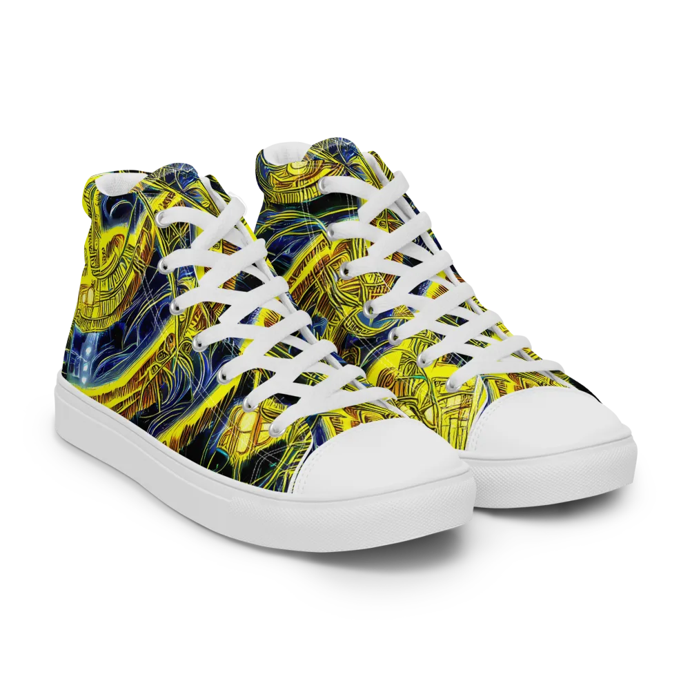 Solar Machine on Women's High Top Canvas Shoes — Right Front