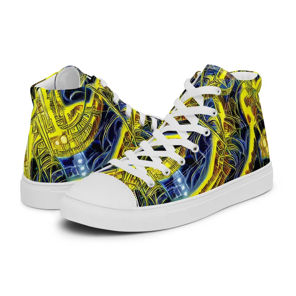 Solar Machine on Women's High Top Canvas Shoes — Left