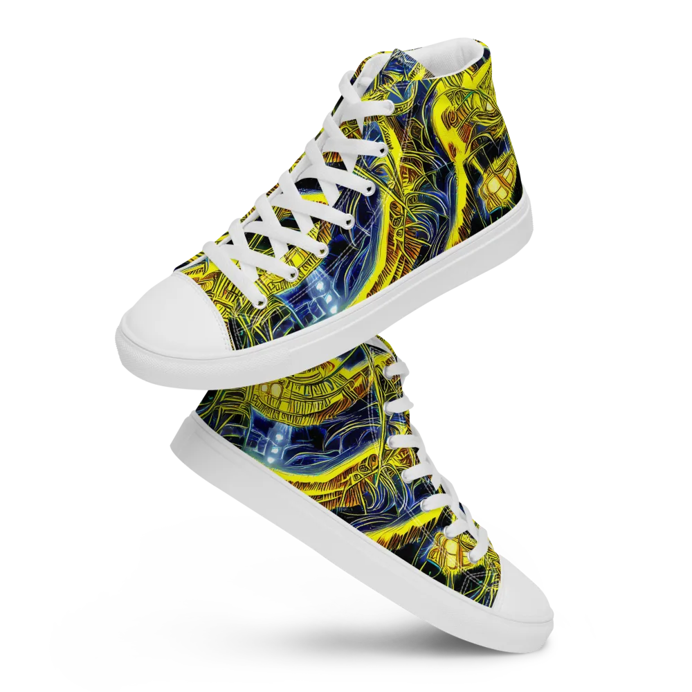 Solar Machine on Women's High Top Canvas Shoes — Front