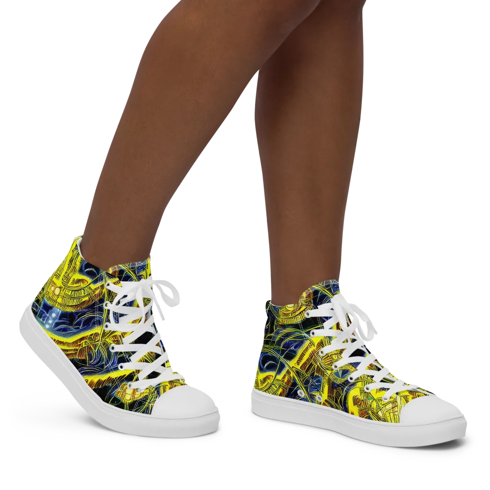 Solar Machine on Women's High Top Canvas Shoes — Right