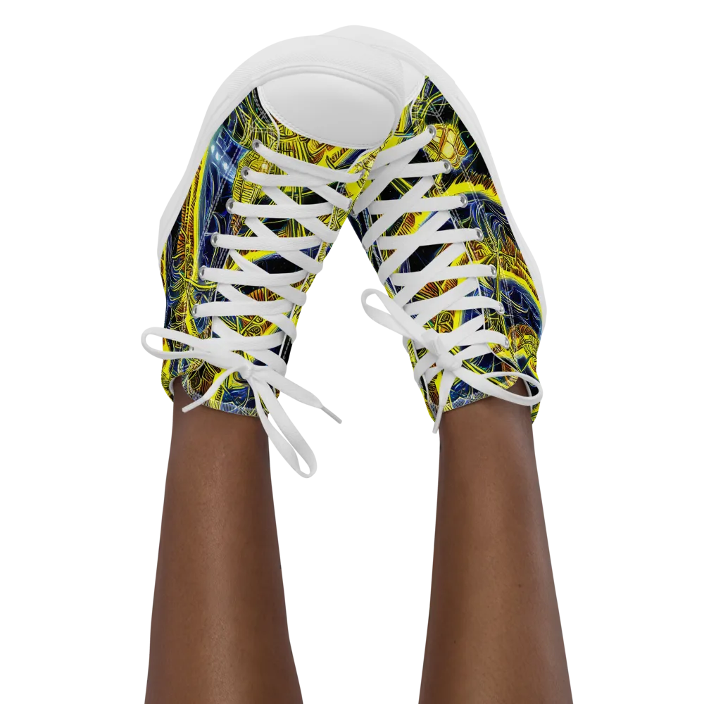 Solar Machine on Women's High Top Canvas Shoes — Front