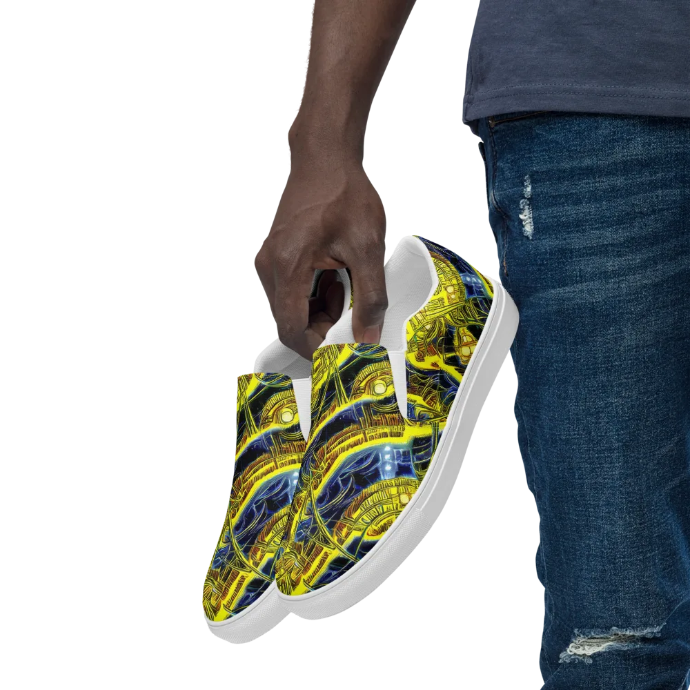 Solar Machine on Men's Slip-On Canvas Shoes — Left Front