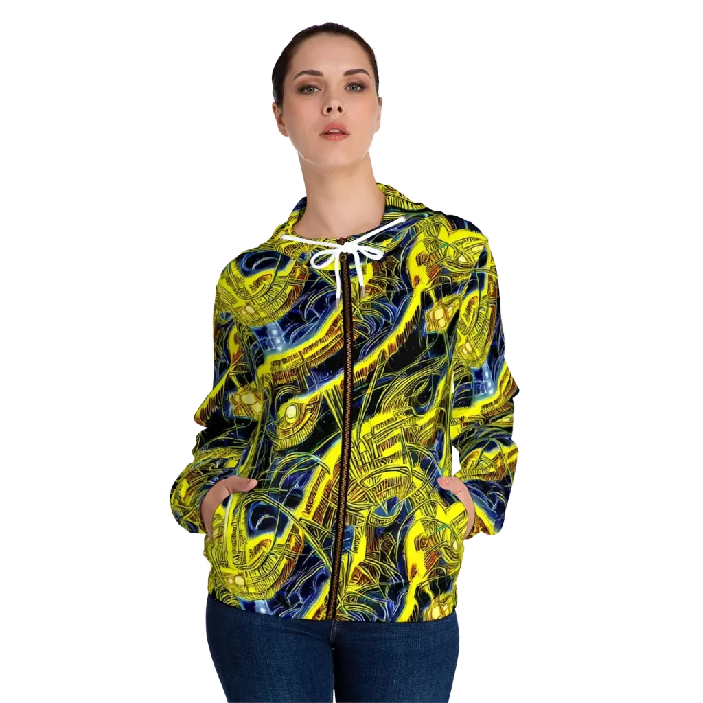 Solar Machine on Women's Full-Zip Hoodie — Front On Person