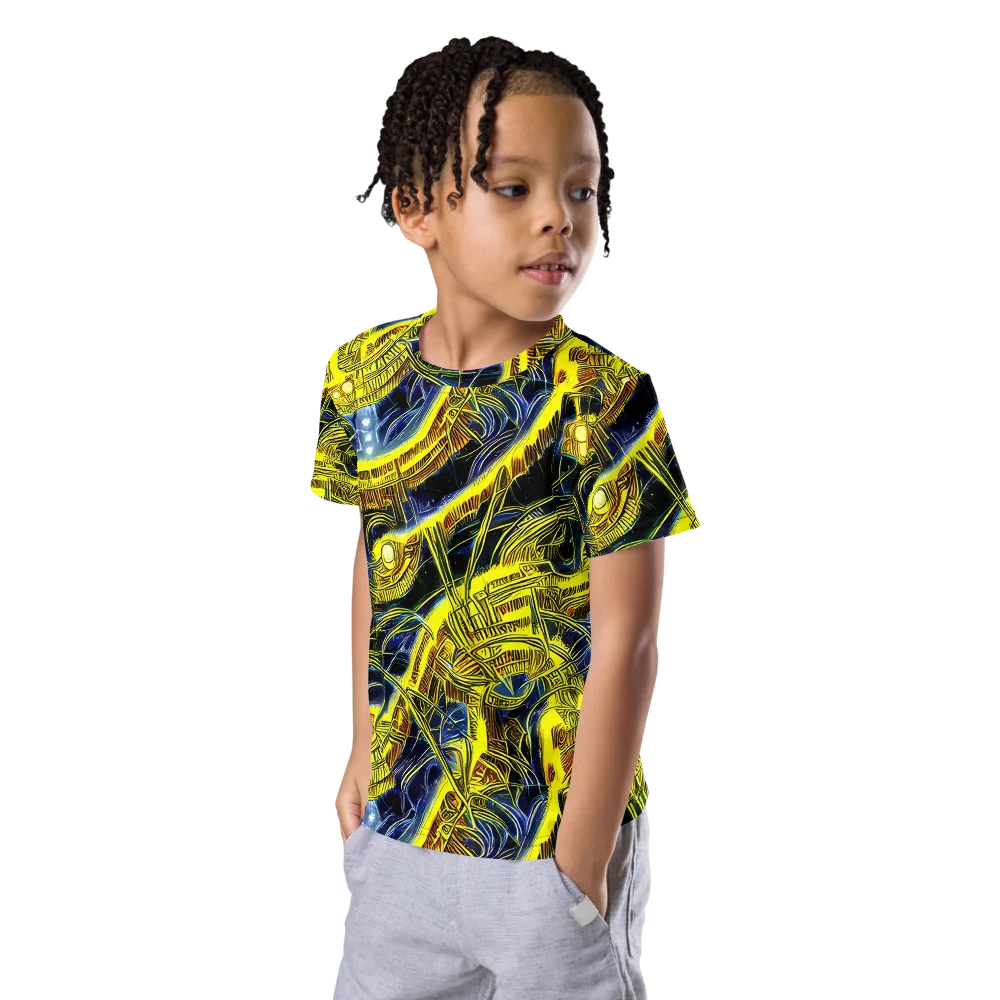 Solar Machine on Kids Crew Neck T-Shirt — Left Front