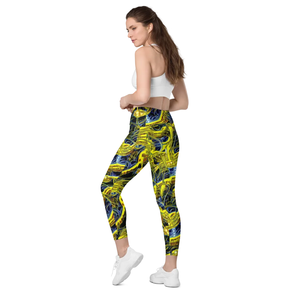 Solar Machine on Leggings with Pockets — Left Back