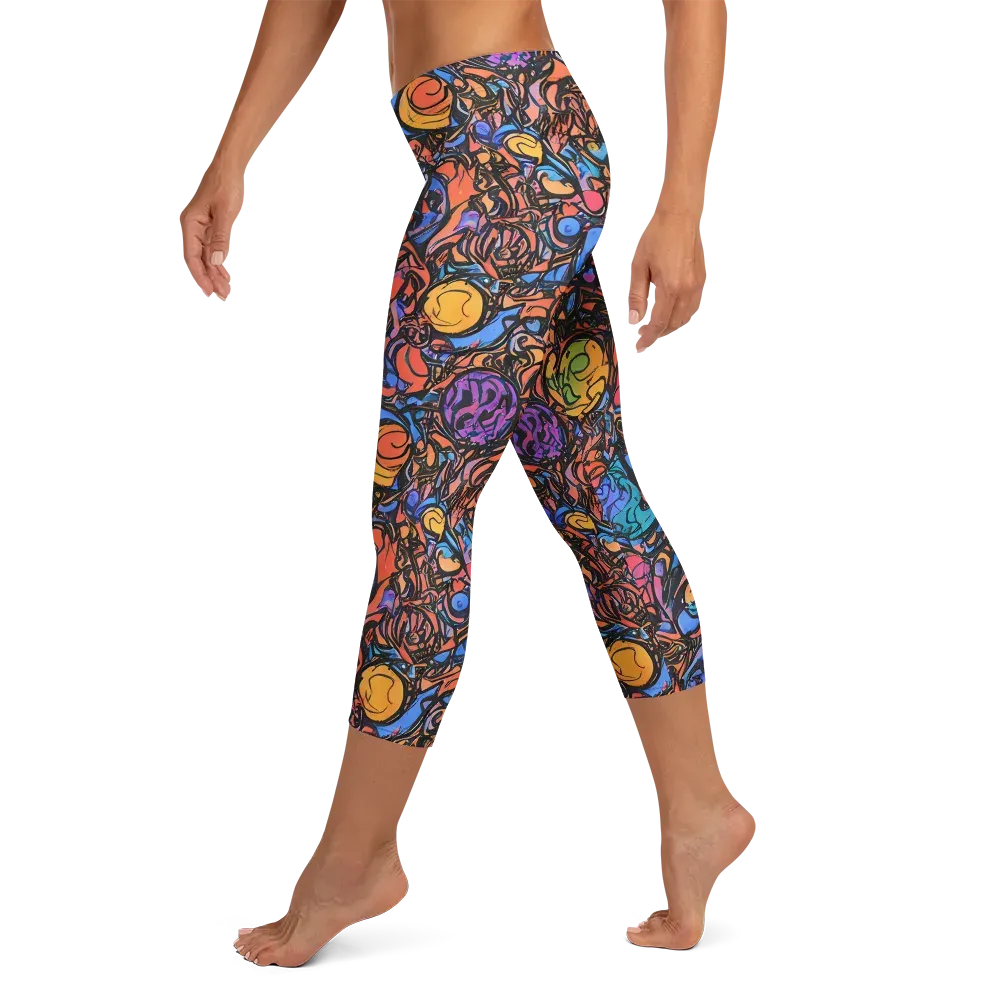 Neon Inkstorm on Capri Leggings — Left