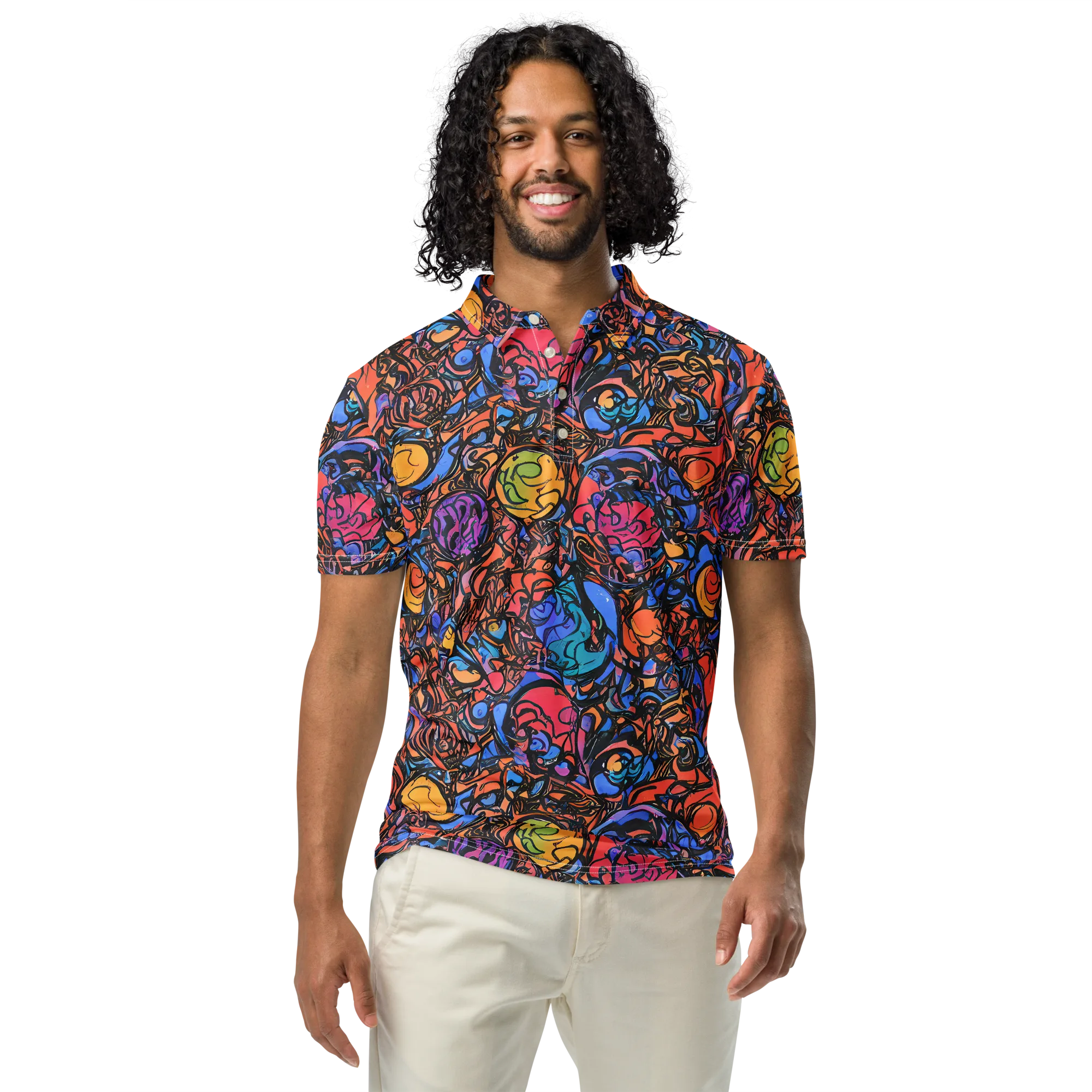 Neon Inkstorm on Men's Slim Fit Polo Shirt — Front