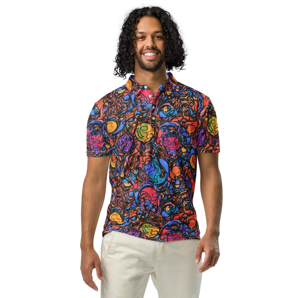 Neon Inkstorm on Men's Slim Fit Polo Shirt — Front