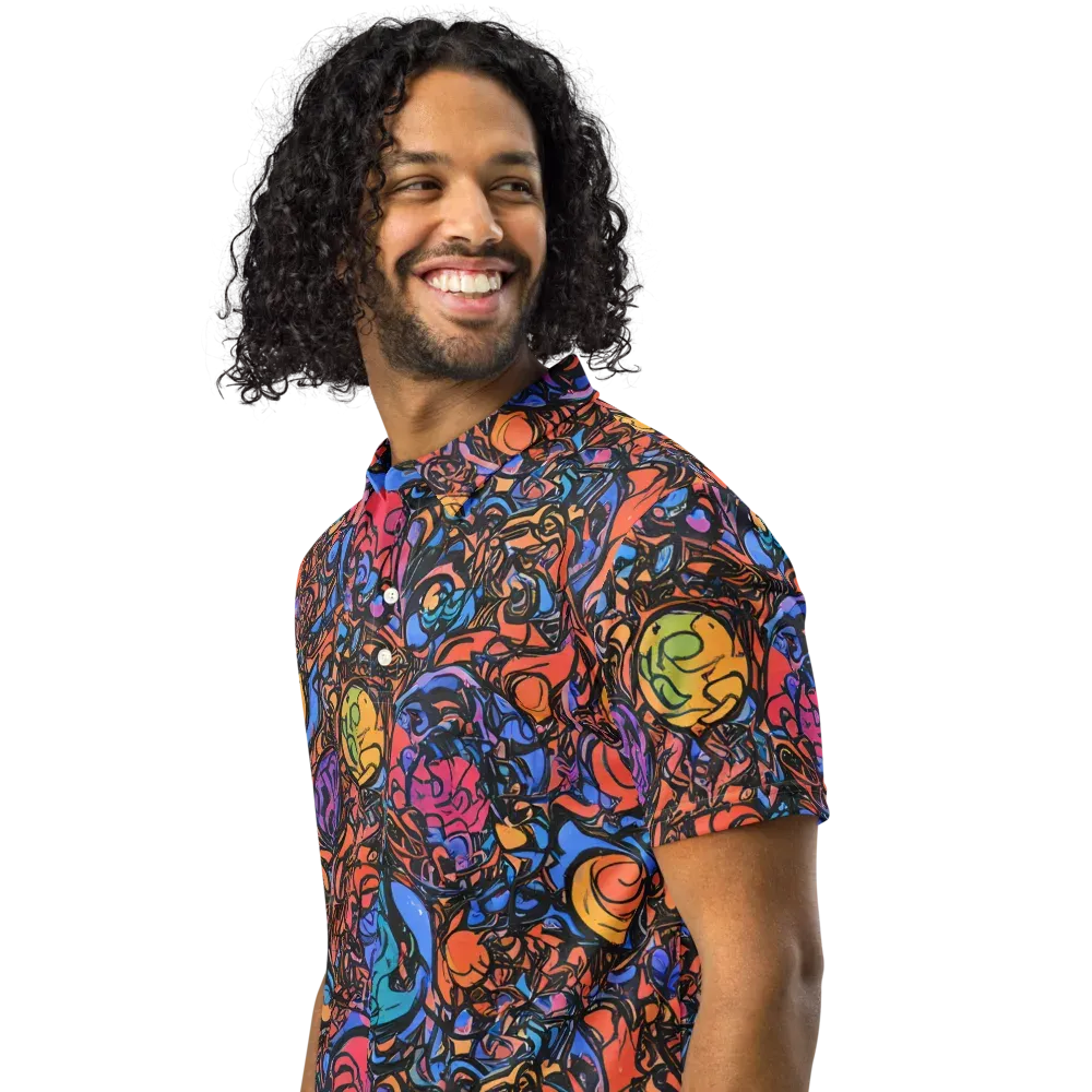 Neon Inkstorm on Men's Slim Fit Polo Shirt — Left Front