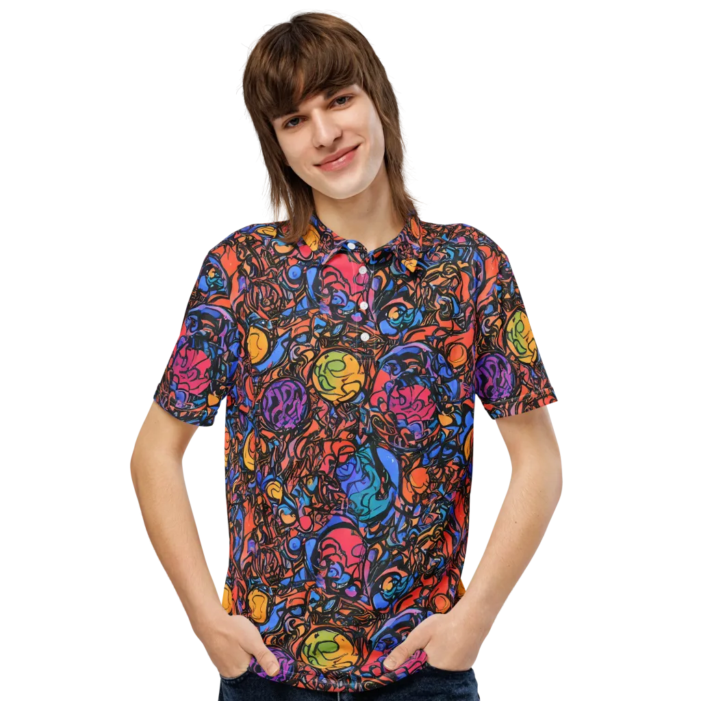 Neon Inkstorm on Men's Slim Fit Polo Shirt — Front