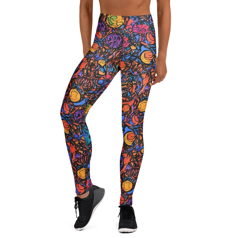 Neon Inkstorm on Yoga Leggings — Front