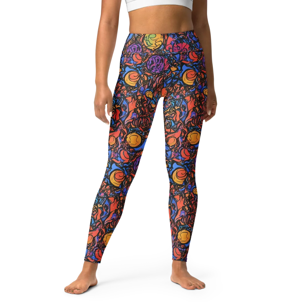 Neon Inkstorm on Yoga Leggings — Front
