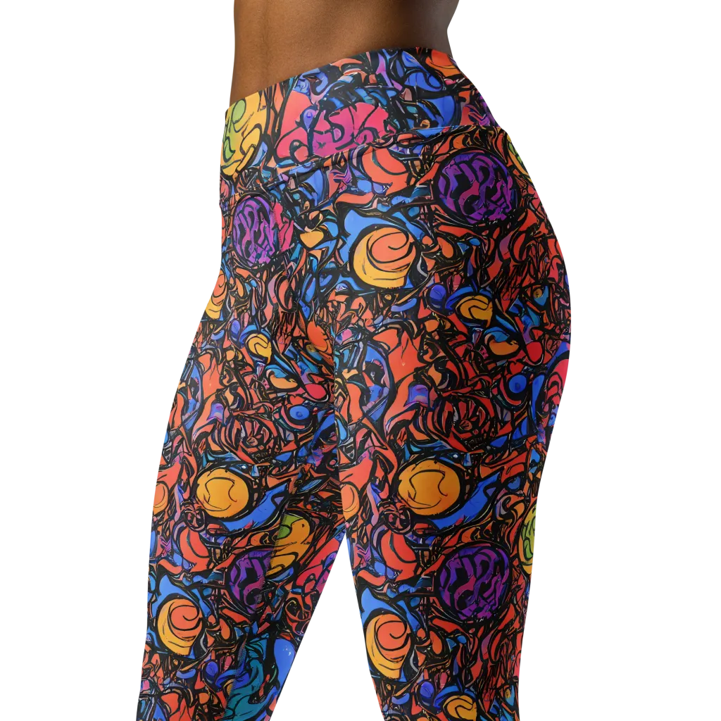 Neon Inkstorm on Yoga Leggings — Left Front