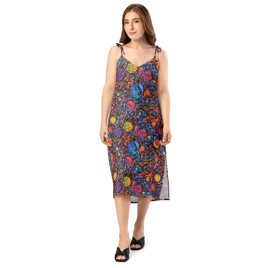 Neon Inkstorm on Slip Dress — Front