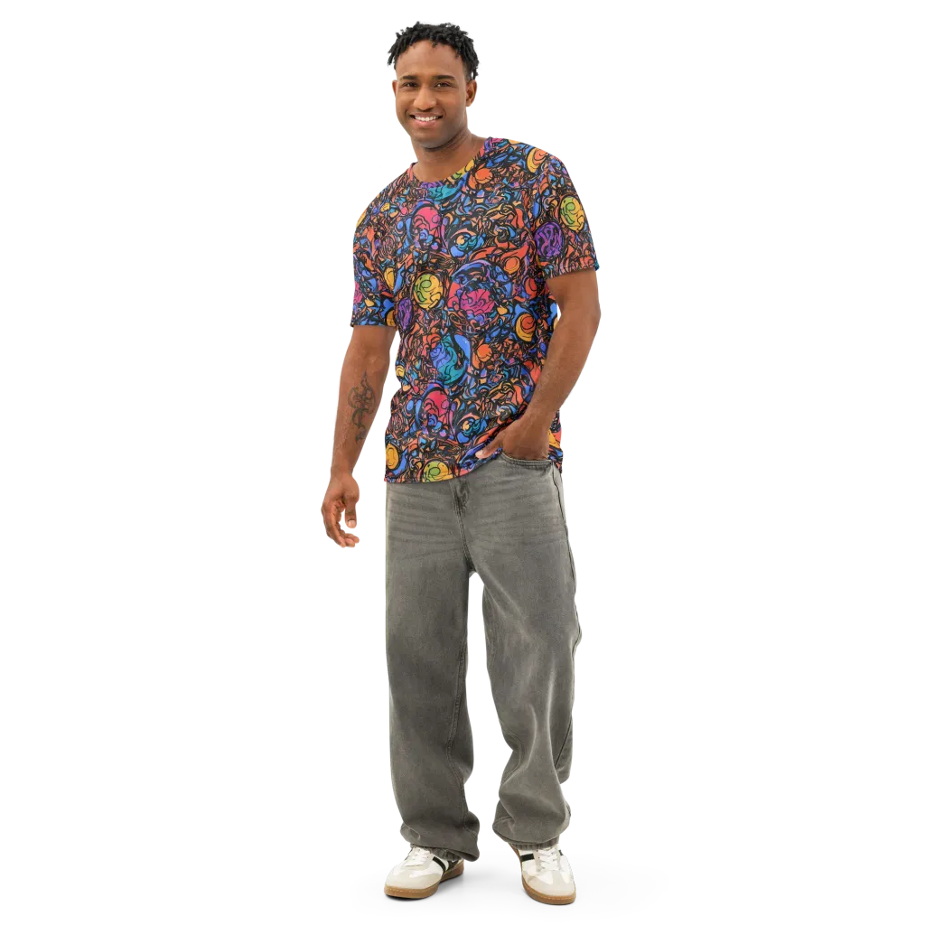 Neon Inkstorm on Men's Cotton Crew Neck T-Shirt — Front