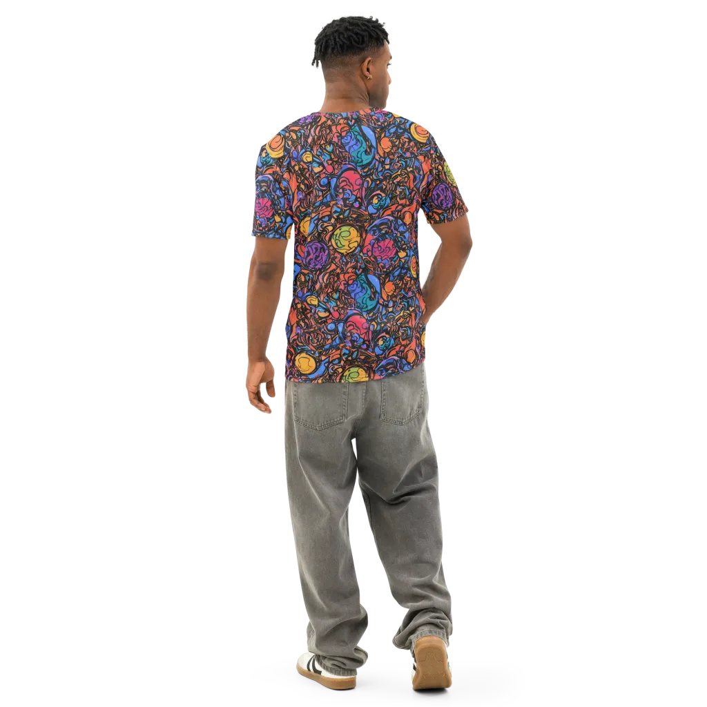 Neon Inkstorm on Men's Cotton Crew Neck T-Shirt — Back