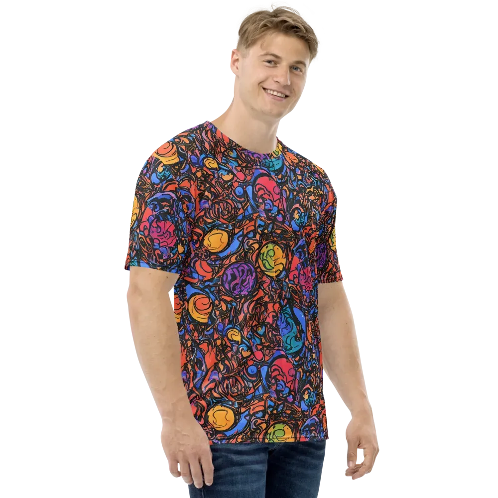 Neon Inkstorm on Men's Crew Neck T-Shirt — Right