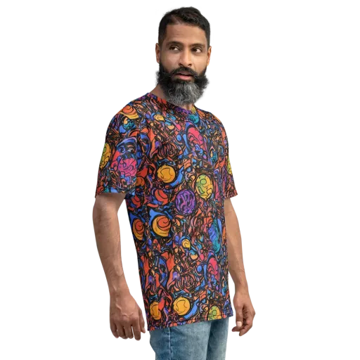 Neon Inkstorm on a Men's Crew Neck T-Shirt