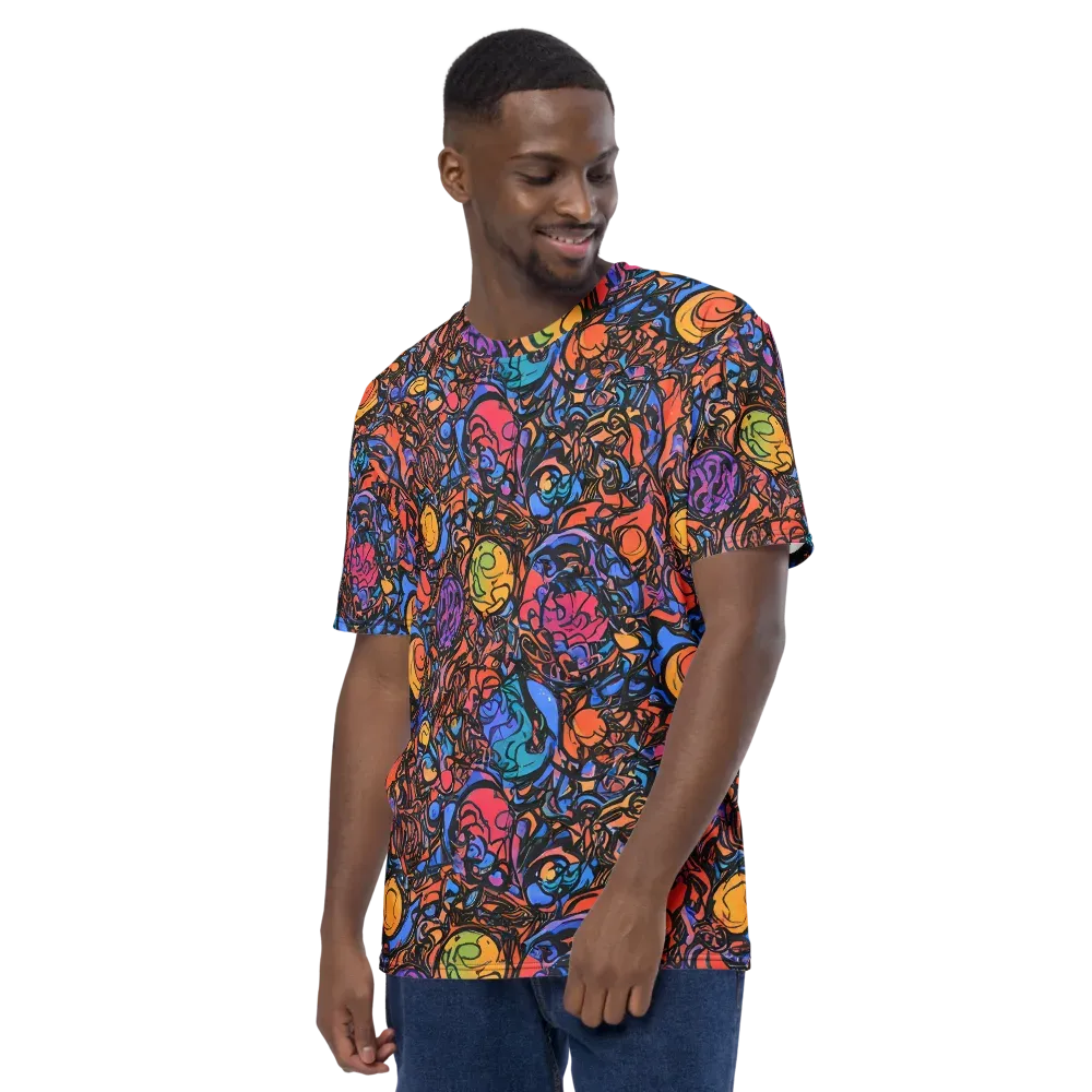 Neon Inkstorm on Men's Crew Neck T-Shirt — Left
